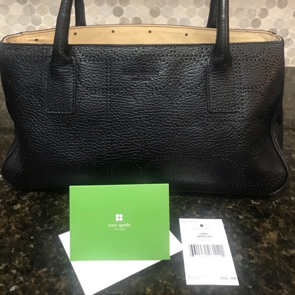 Kate Spade black ‘punched Noel’ leather top-handle bag. - Picture 6 of 12